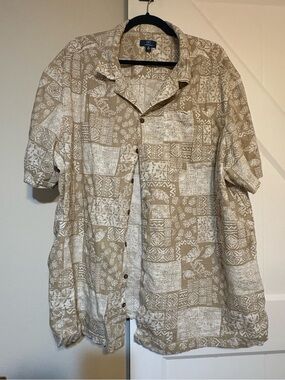George Beige & White Patterned Short-Sleeve Shirt Jacket